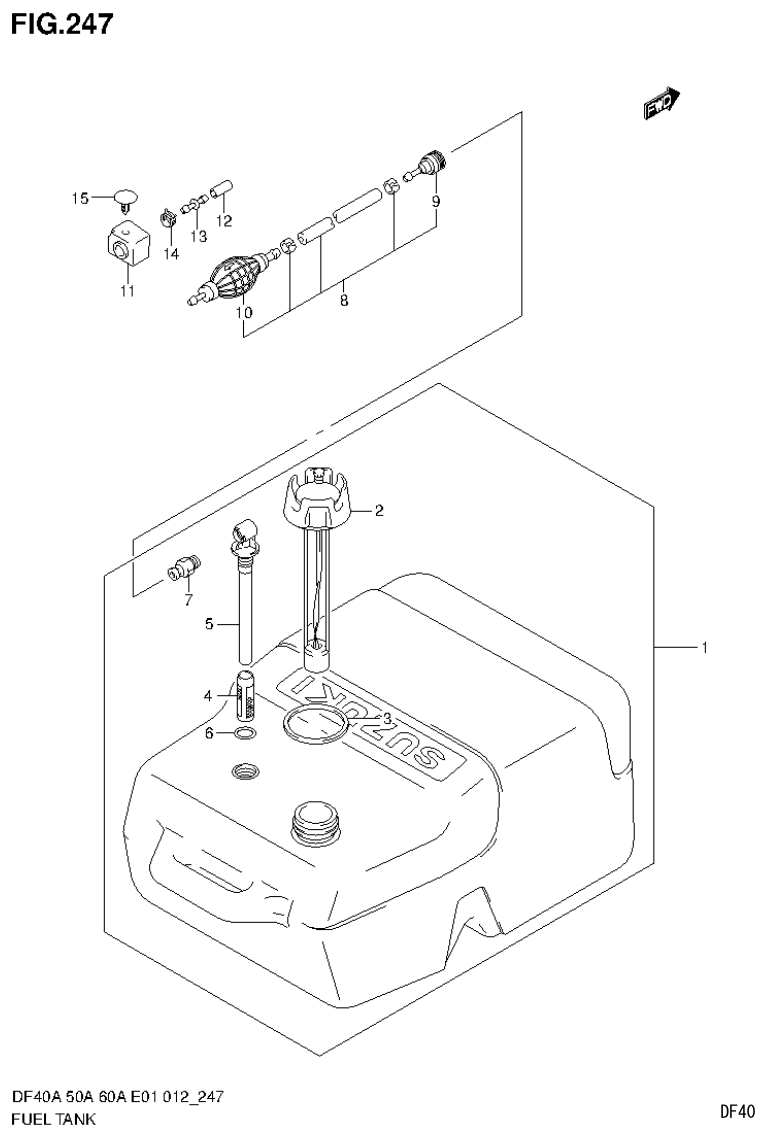 Suzuki DF40AST, DF50A, DF50ATH FUEL TANK (PLASTIC) parts diagram